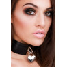 KINKY DIVA HEART LOCK & KEY COLLAR BLACK/SILVER