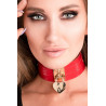 KINKY DIVA HEART LOCK & KEY COLLAR RED/GOLD