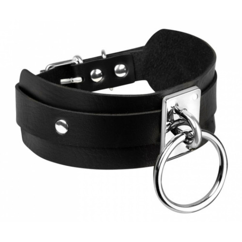 KINKY DIVA O-RING COLLAR BLACK/SILVER