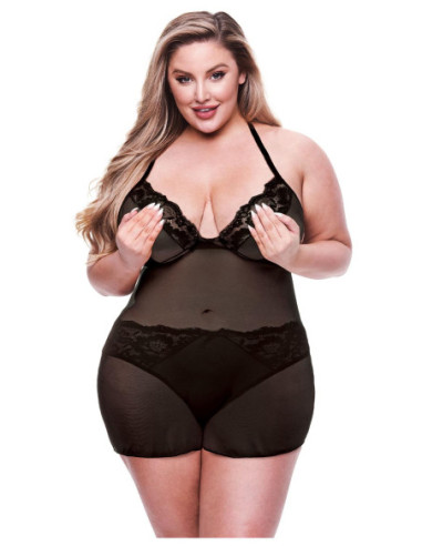 BACI 2 PCS. ECO CHEMISE AND PANTY SET BLACK, QS