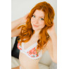 WHITE FLORAL & LACE BRA SET, M/L