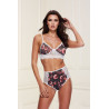 GREY FLORAL & LACE BRA SET, M/L