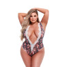 GREY FLORAL & LACE TEDDY, XL