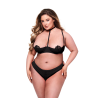 BACI 2PC SEXY QUARTER CUP BRA & G-STRING SET BLACK, QS