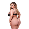 BACI 2PC SEXY QUARTER CUP BRA & G-STRING SET BLACK, QS