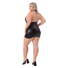 WETLOOK & MESH MINI DRESS BLACK, QS