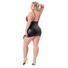 LACE-UP WETLOOK MINI DRESS BLACK, QS