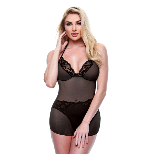 BACI 2 PCS. ECO CHEMISE AND PANTY SET BLACK, M/L