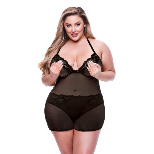 BACI 2 PCS. ECO CHEMISE AND PANTY SET BLACK, QS