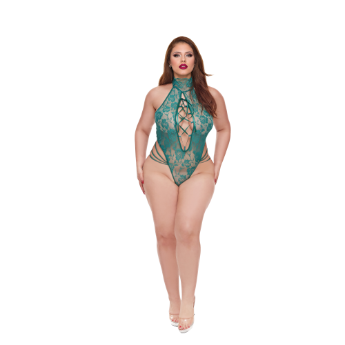 BACI LINGERIE EMERALD LACE BODYSUIT GREEN, QS