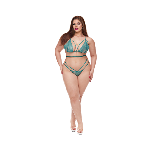 BACI LINGERIE TWILIGHT PETALS TEDDY GREEN, QS