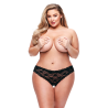 BACI CROTCHLESS STRAPPY LACE BOY SHORT BLACK, 1X/2X