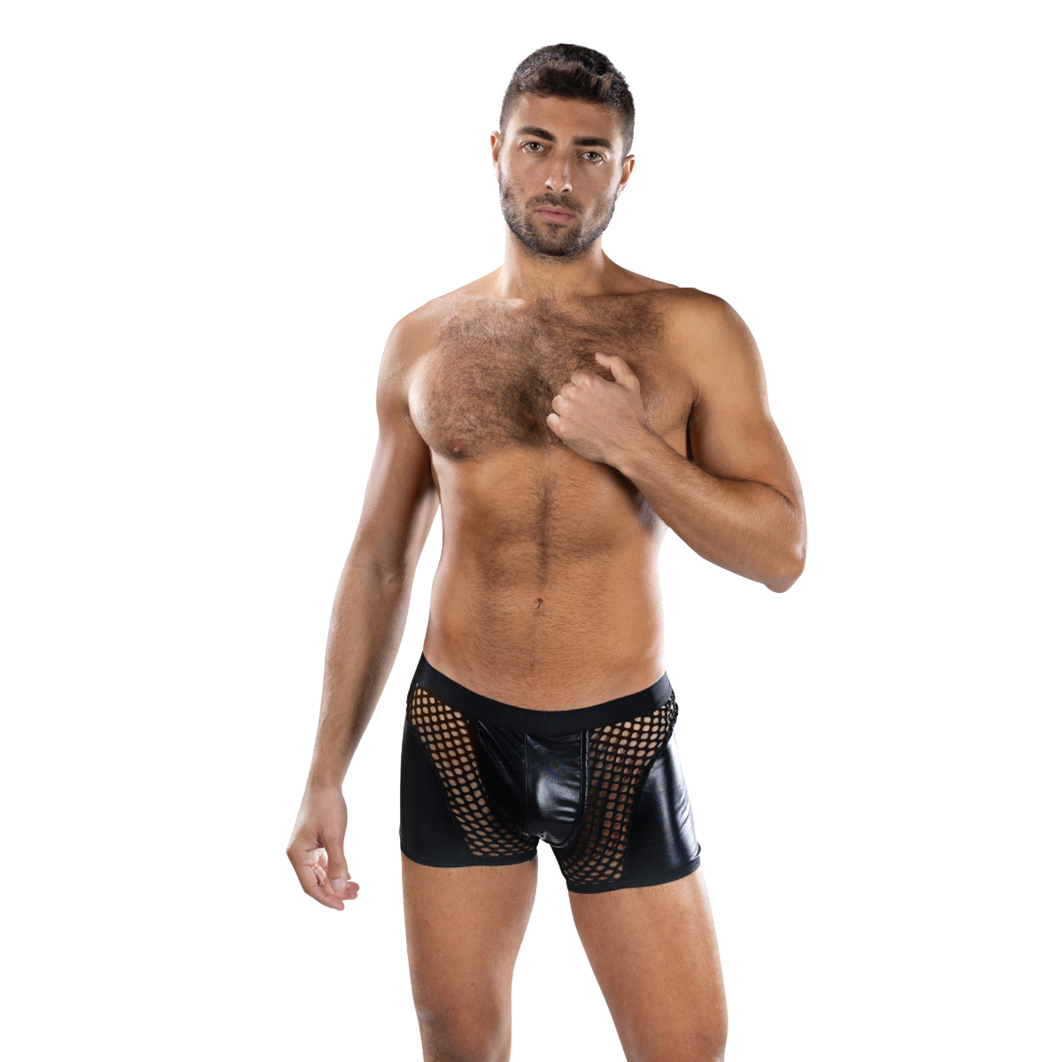 ENVY SHEER CONTRAST BOXER BRIEFS BLACK, OS