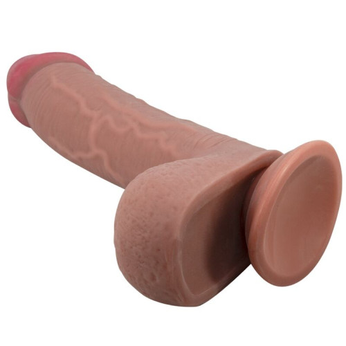 PRETTY LOVE - SERIA SLIDING SKIN REALISTYCZNY DILDO Z PRZYSOBA PRZESUWNA SKÓRA BRAZOWY 23,4 CM