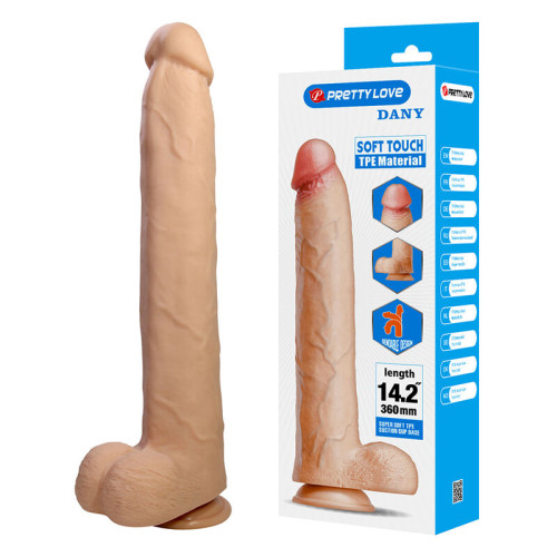 PRETTY LOVE - DANY ELASTYCZNY REALISTYCZNY DILDO Z PRZYSSAWKĄ 36 CM -Ø- 5,6 CM