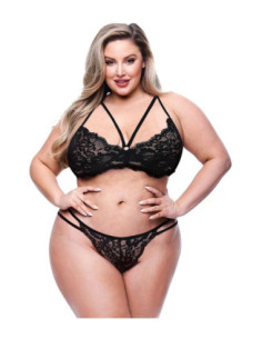 BACI 2 PCS. ECO STRAPPY BRA AND PANTY SET BLACK, QS