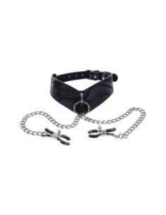 SPORTSHEETS VELVET NOIR COLLAR & REMOVABLE CLAMPS