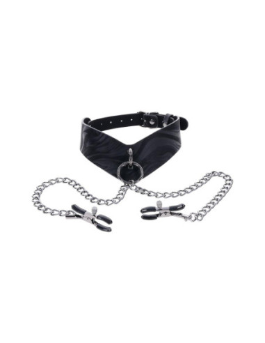 SPORTSHEETS VELVET NOIR COLLAR & REMOVABLE CLAMPS