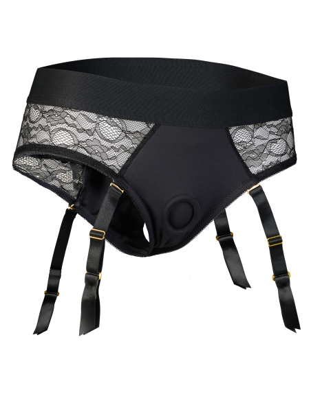 BOLD. REVA STRAP-ON GARTER BRIEF WITH DILDO, S