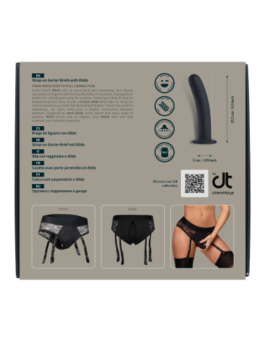 BOLD. REVA STRAP-ON GARTER BRIEF WITH DILDO, S