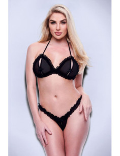 Dwuczęściowy czarny komplet Baci Peekaboo Bra Crotchless G-String 2