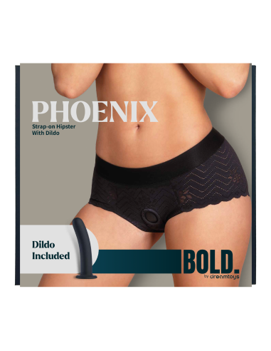 BOLD. PHOENIX STRAP-ON HIPSTER WITH DILDO, M
