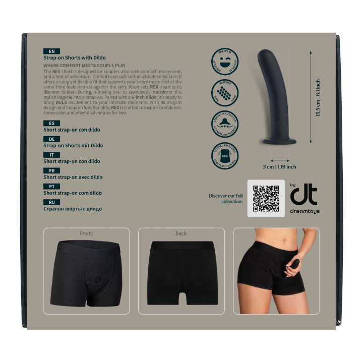 BOLD. REX STRAP-ON SHORT WITH DILDO, M