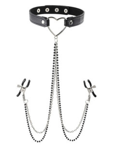 SPORTSHEETS SM AMOR COLLAR WITH NIPPLE CLAMPS