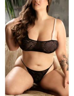 DO NOT DISTURB PEARL STRAP BRALETTE & CROTCHLESS PANTY BLACK, QS 2