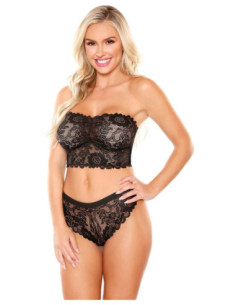 PERFECT MATCH SCALLOPED LACE BANDEAU & CHEEKY PANTY BLACK, XL
