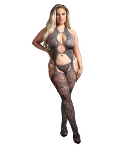 WORTH THE WAIT FISHNET BODYSTOCKING & G-STRING PANTY GREY, QS