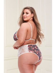 GREY FLORAL & LACE BRA SET, XL 2