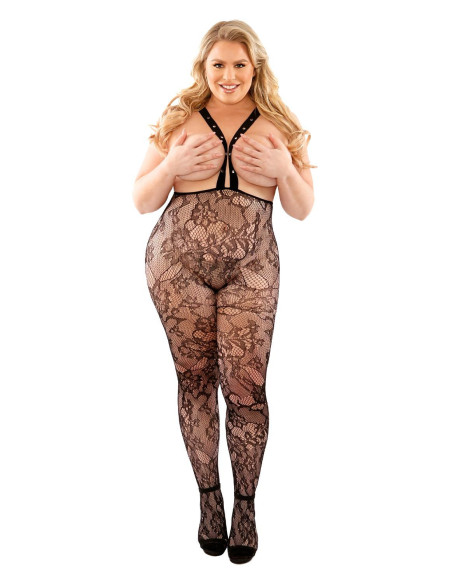 IN SUSPENSE LACE SUSPENDER STOCKINGS BLACK, QS