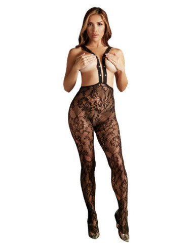 IN SUSPENSE LACE SUSPENDER STOCKINGS BLACK, OS
