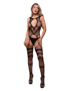 NIGHT MOVES GARTERED BODYSTOCKING BLACK, OS