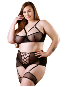 RILEY BRA, GARTERED WAIST CINCHER & PANTY BLACK, 3X/4X