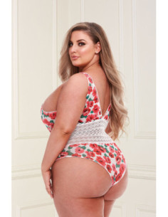 WHITE FLORAL & LACE TEDDY, QS