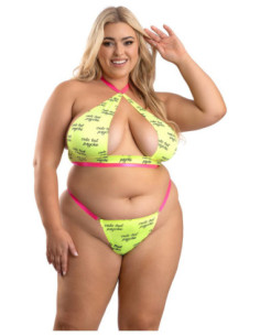 CUTE BUT PSYCHO UV REACTIVE HALTER TOP & PANTY YELLOW, QS