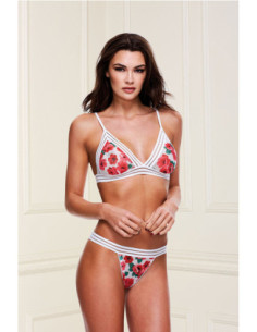WHITE FLORAL & LACE BRA SET, S/M