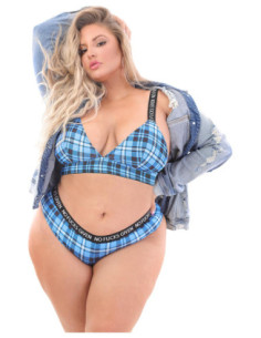 NO FUCKS GIVEN BRALETTE & CHEEKY PANTY BLUE, QS