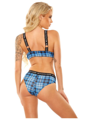 NO FUCKS GIVEN BRALETTE & CHEEKY PANTY BLUE, L/XL