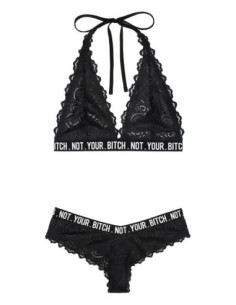 NOT YOUR BITCH LACE BRALETTE & CHEEKY PANTY BLACK, QS 2