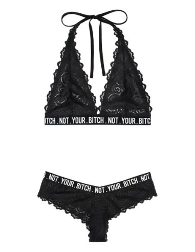 NOT YOUR BITCH LACE BRALETTE & CHEEKY PANTY BLACK, QS