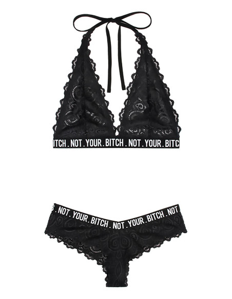 NOT YOUR BITCH LACE BRALETTE & CHEEKY PANTY BLACK, QS