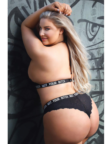 NOT YOUR BITCH LACE BRALETTE & CHEEKY PANTY BLACK, QS