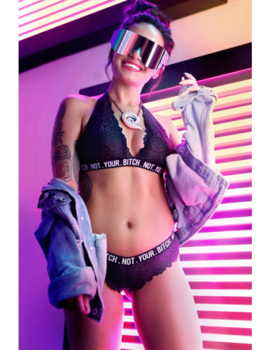 NOT YOUR BITCH LACE BRALETTE & CHEEKY PANTY BLACK, S/M