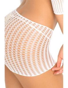 2PC CROCHET BODYSTOCKING WHITE, OS 2