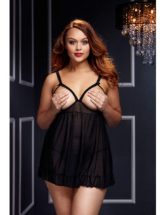 SHEER BABYDOLL W/OPEN CUP BRA PANT, QS 2