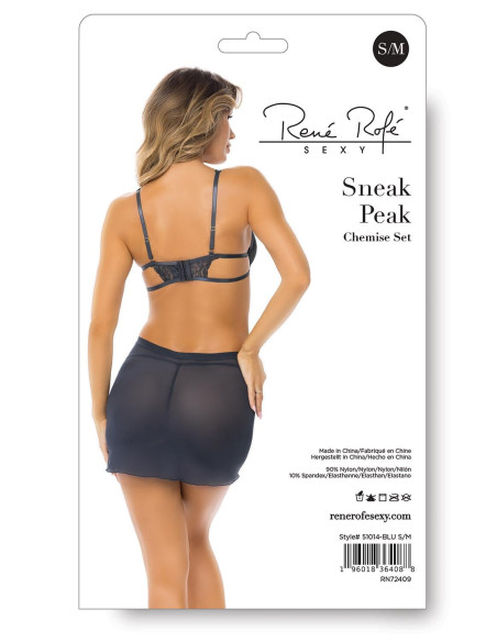 SNEAK PEAK CHEMISE SET BLUE, S/M