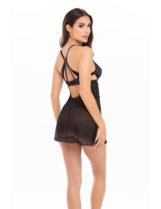 2PC BONDAGE STRAPPING CHEMISE SET BLACK, M/L 2